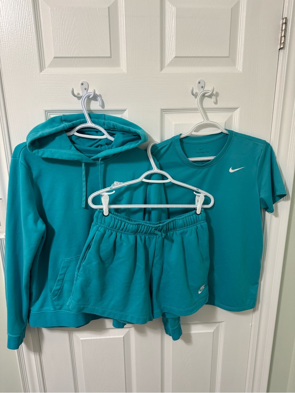 Nike Teal Women's Hoodie, Tee & Shorts Active Set Size Medium